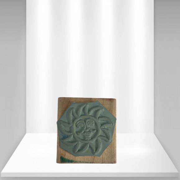 Vintage 2000 Sun Design Wooden Handle Rubber Stamp - Picture 2 of 2